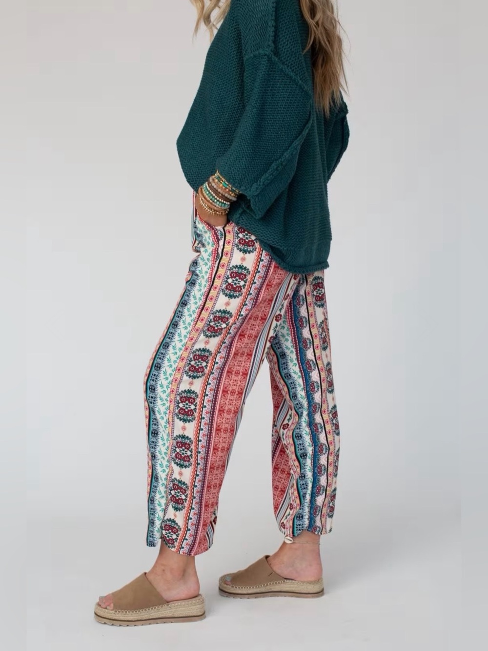 Three Bird Nest Staycation Wide Leg Drawstring Boho Pants Red Clay XL NWT - Picture 3 of 13